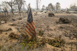 Sonoma Fire Aftermath American Flag